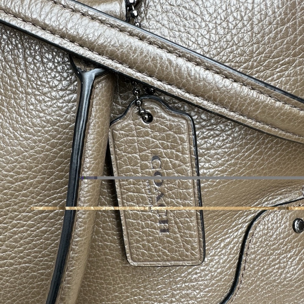 Coach Mercer Metallic Grey Triple Compartment Bag  W/Turnlock Closure 37575 - Picture 2 of 11